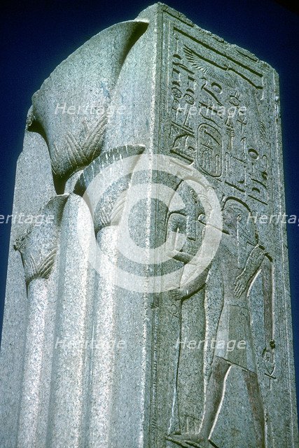 Pillar with Papyrus motif (symbol of Lower Egypt), Temple of Amun, Karnak, Egypt. Artist: Unknown