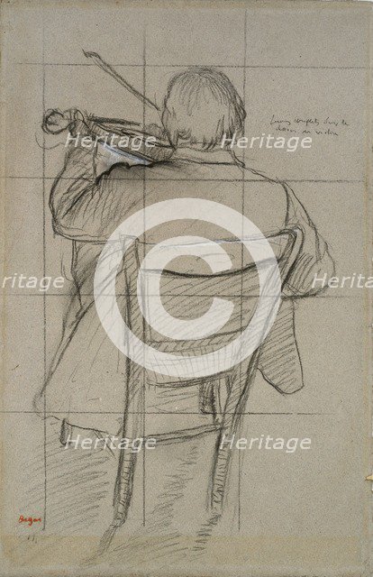 Seated Violinist seen from behind, 1875-1876. Artist: Edgar Degas.
