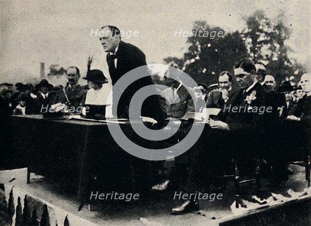 'Speaking at Enfield Munitions Works, 1917', 1945.  Creator: Unknown.