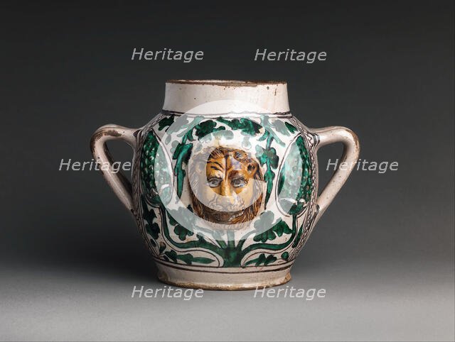 Two-Handled Jar with Lions' Heads, Italian, early 15th century. Creator: Unknown.