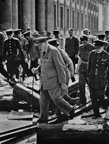 'Journey's end. Dunkirk to Berlin - an inevitable progress of retributive justice. Churchill inspect