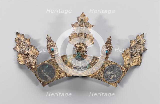 Angel Gabriel; Virgin Annunciate; Virgin and Child in Half-Figure among the Clouds. Creator: Unknown.