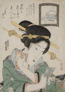 The Bien Senjoko face powder, c. 1824. Creator: Eisen, Keisai (1790-1848).
