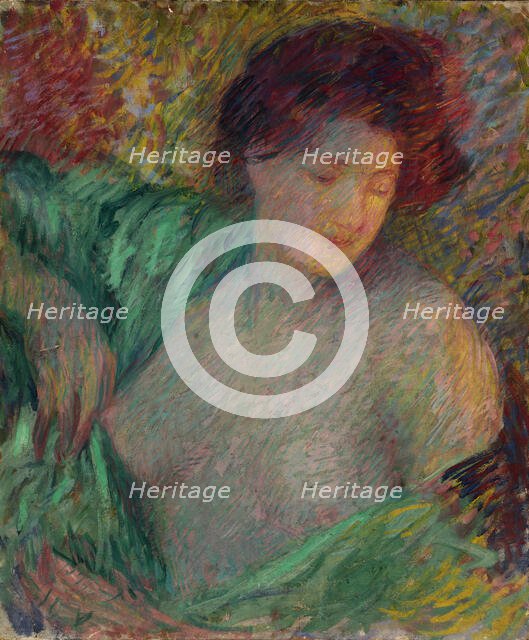 (Head of a Young Girl Facing Her Left), before 1910. Creator: Carl Newman.