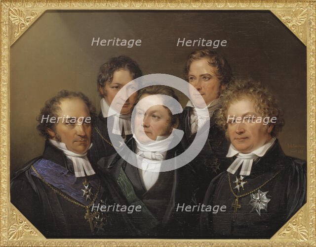 Five famous contemporaries, 1843. Creator: Johan Gustaf Sandberg.