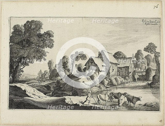 Herd of Cattle at a Ford Near a Watermill, 1646. Creator: Jan van de Velde II.