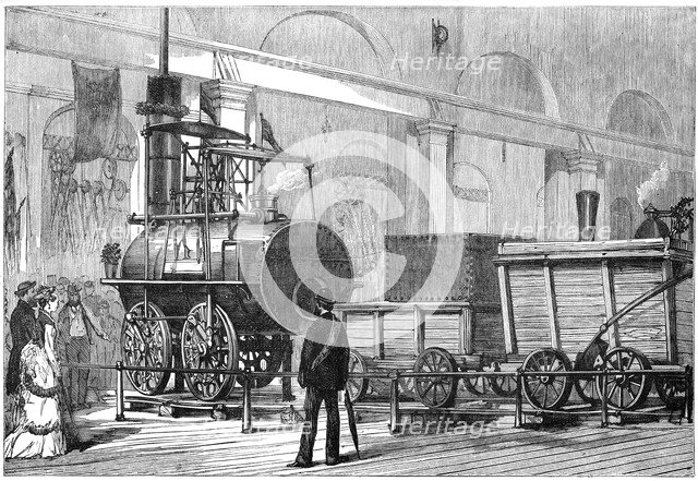 'Locomotion', the first steam locomotive, at the Railway Jubilee, Darlington, Durham, 19th century. Artist: Unknown