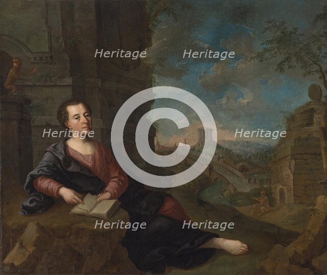 Johann Joachim Winckelmann (1717-1768) Shown against an Italian Landscape, Early 19th cen.. Creator: Anonymous.