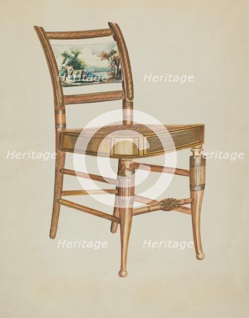 Chair - with Hudson River Scenes, 1935/1942. Creator: Ella Josephine Sterling.