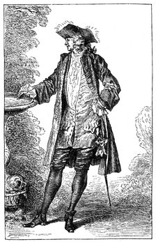 Man in 18th-century French costume, (1885).Artist: Jean-Antoine Watteau