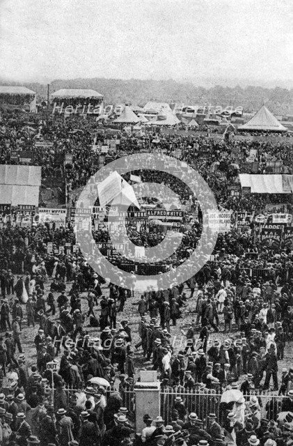Crowds on Derby Day, Epsom Downs, Surrey, c1922. Artist: Horace Walter Nicholls