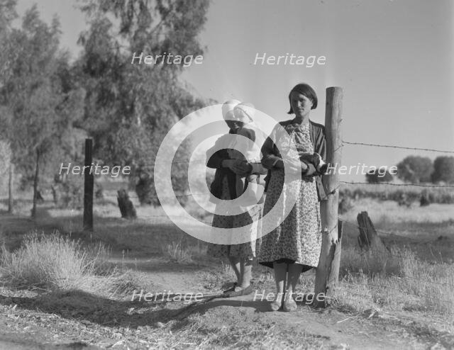 Pregnant migrant woman..., squatter camp, Kern County, 1936. Creator: Dorothea Lange.