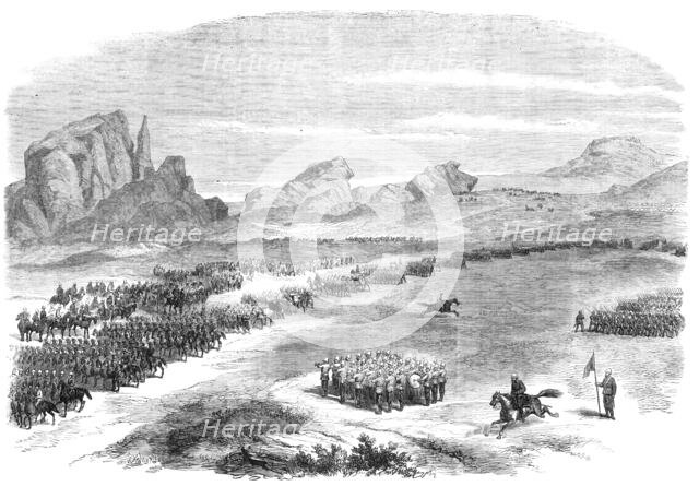 The Abyssinian Expedition: review of the British Army on the Queen's birthday, at Senafe, 1868. Creator: Unknown.