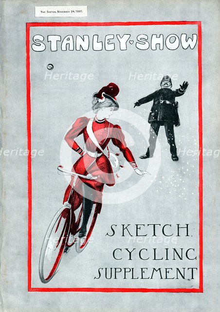 Lady in 'Rational' cycling dress, 1897. Artist: Unknown