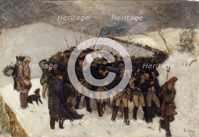 Funeral procession of Charles XII, sketch, 1877. Creator: Gustaf Cederström.