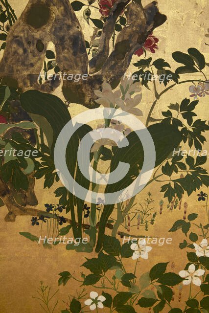 Screen with spring and summer flowers, 1st half of the 18th century. Creator: Watanabe Shiko.