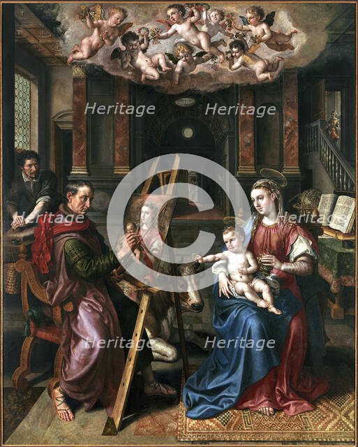 Saint Luke Drawing the Virgin, 1602. Creator: Vos, Maerten, de (1532-1603).
