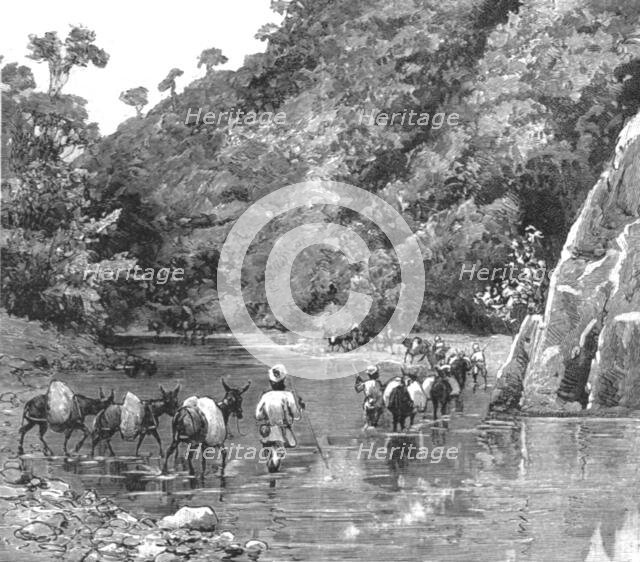 ''With the Chin-Lushai Expeditionary Force; A Mule Convoy crossing the Loung-Gut-Choung Stream', 189 Creator: Unknown.