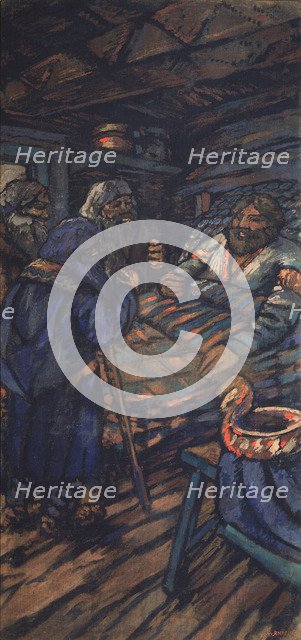 The Wedding of the Grand Duke Vladimir I. Svyatoslavich (Triptych, side panel), 1920s. Artist: Yakovlev, Mikhail Nikolayevich (1880-1942)