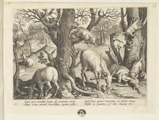 Venationes ferarum, avium, piscium (Hunts of wild animals, birds and fish). Plate 30, 1596. Creator: Hans Collaert the Younger.