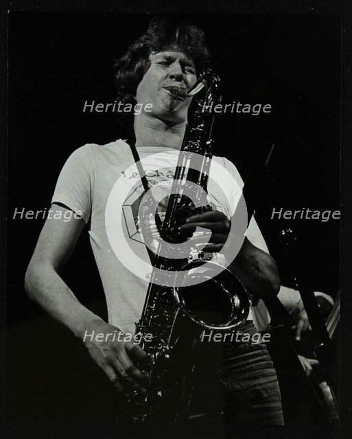 Saxophonist Chris Hunter playing at The Stables, Wavendon, Buckinghamshire. Artist: Denis Williams