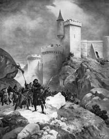 King Richard I (1157-1199) receiving his death wound before the castle of Chaluz, 19th century.Artist: Henri-Louis Dupray