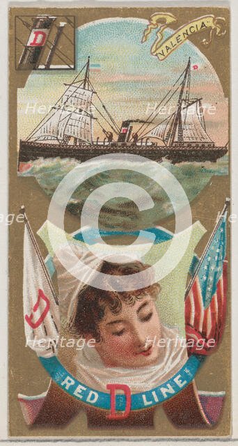 Steamship Valencia, Red D. Line, from the Ocean and River Steamers series (N83) for Duke b..., 1887. Creator: Unknown.