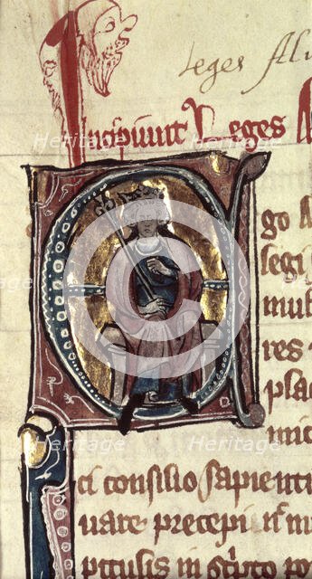 King Alfred the Great enthroned, 14th century.  Creator: Unknown.