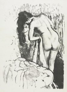 Nude Woman Standing, Drying Herself, 1891-1892. Creator: Edgar Degas (French, 1834-1917).