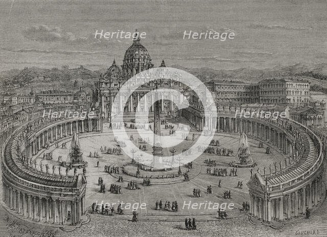 Vatican City, St Peter's Square, 1879. Creators: Jean Gauchard, Hercule Louis Catenacci.