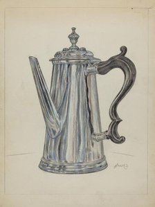 Silver Chocolate Pot, c. 1936. Creator: Fletcher Hanks.