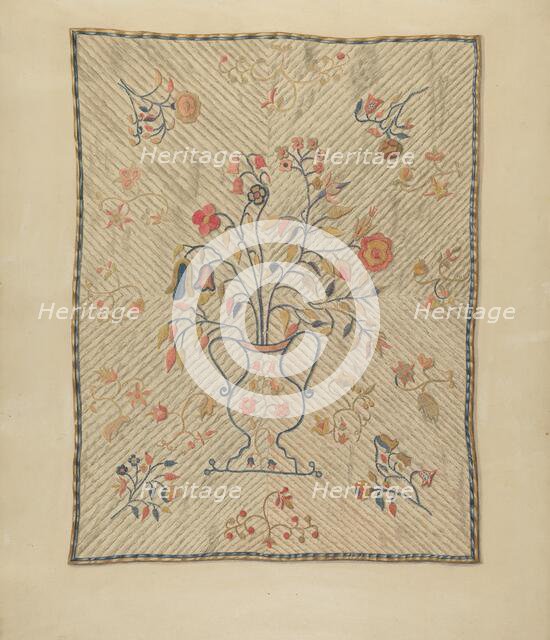 Crewel Wall Hanging, c. 1937. Creator: Isabelle De Strange.