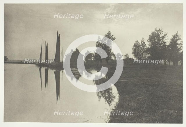 Cantley: Wherries Waiting for the Turn of the Tide, 1886. Creator: Peter Henry Emerson.
