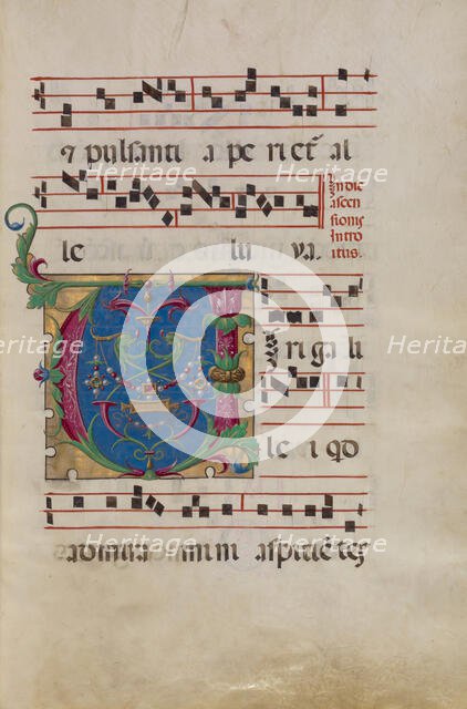 Decorated Initial V, late 15th or early 16th century. Creator: Unknown.