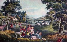 'The Season of Joy, Childhood', 1868.Artist: Currier and Ives