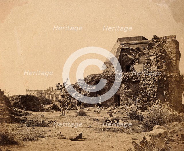India: a ruined observatory and battery with distant view of Hindoo Rao's house, c1858. Creator: Felice Beato.