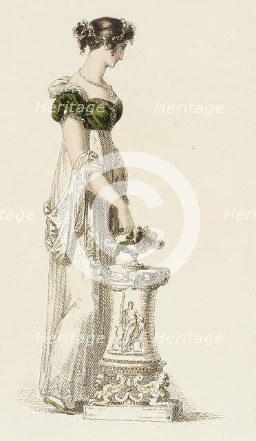 Fashion Plate (Evening Dress), 1814. Creator: Rudolph Ackermann.