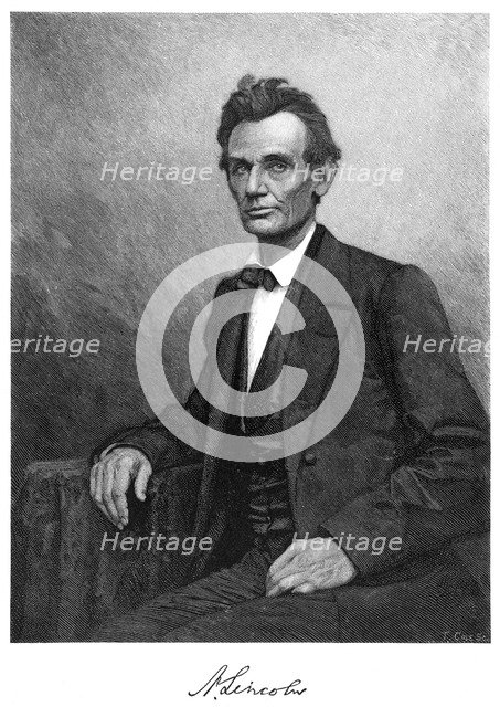 Abraham Lincoln (1809-1865), US president, 1860.Artist: T Cole