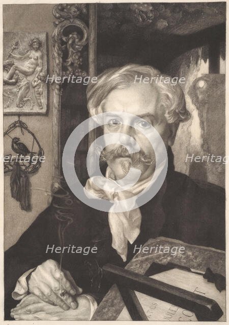 Portrait of Edmond de Goncourt (1822-1896), 1882. Creator: Bracquemond, Félix (1833-1914).