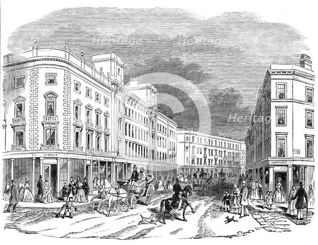 London improvements - Cranbourne Street, 1845. Creator: Unknown.