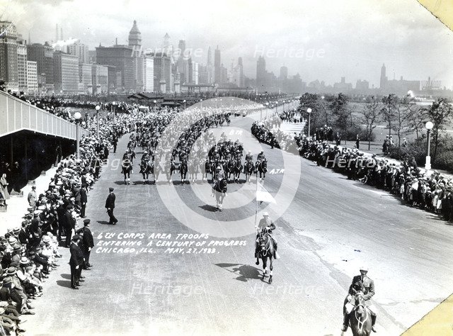 US Army troops of the 6th Corps Area parading at the Chicago World's Fair, Illinois, USA, 1933. Artist: Unknown