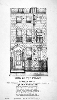 View of the residence of Queen Caroline in Portman Street, Marylebone, London, c1820. Artist: Anon