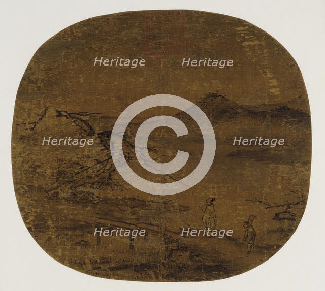 Fan mounted as an album leaf, Ming dynasty, 1368-1644. Creator: Unknown.