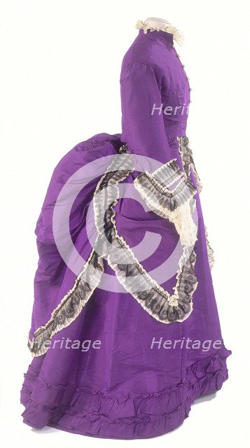 A side view of a fashionable day dress, c1875. Artist: Unknown