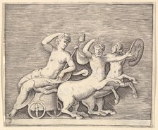 Reclining Female Figure on a Chariot drawn by Two Centaurs, published ca. 1599-1622. Creator: Unknown.