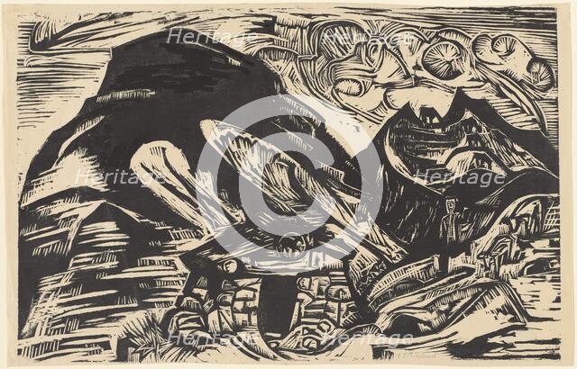 Mountains with a Mountain Hut, 1921. Creator: Ernst Kirchner.