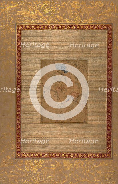 Single Leaf of a Man on a Donkey, early 11th century AH/AD 17th century. Creator: Unknown.