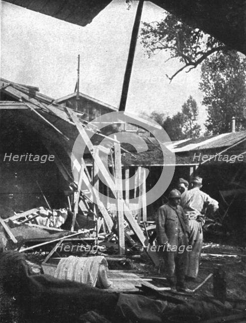 Bombardment of Vadelaincourt Hospital; The barracks were bombed on August 20,... 1917. Creator: Unknown.