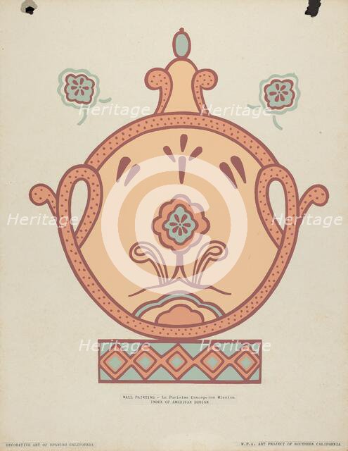 Mission La Purisima Concepcion Wall Painting from the portfolio "Decorative Art...", 1935/1942. Creator: Unknown.