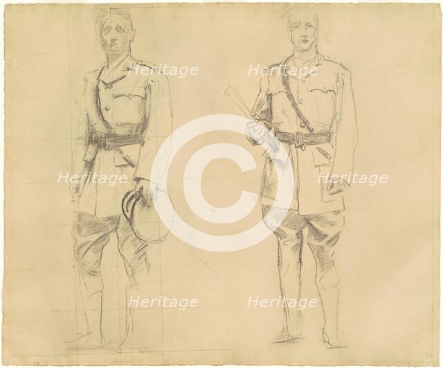 Studies of Generals Plumer and Haig for "General Officers of World War I" [recto], 1920-1922. Creator: John Singer Sargent.